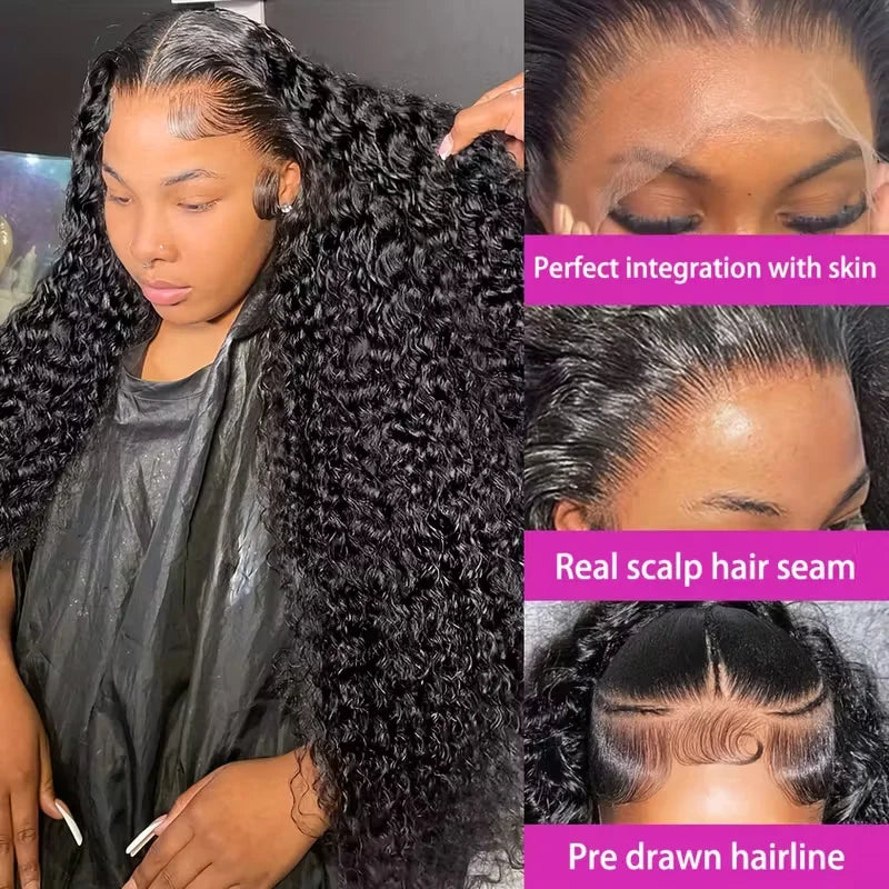 Luxurious 42 Inch Deep Wave HD Lace Frontal Human Hair Wigs - Ultimate Style and Comfort