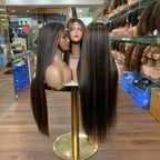 Highlight #P1B/ Brown Smooth Straight Human Hair Wigs 13X4 4X4 Transparent Lace Frontal Highlight Lace Front Human Hair Wig