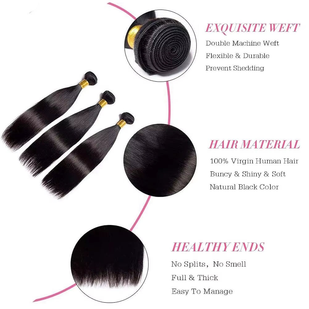 1 Bundles Brazilian Virgin Straight Hair Extensions Unprocessed Bone Straight Weave for Women Smooth Black Blonde Tips Hair