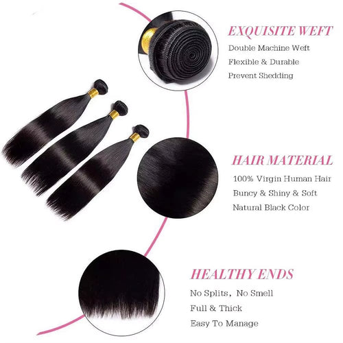 1 Bundles Brazilian Virgin Straight Hair Extensions Unprocessed Bone Straight Weave for Women Smooth Black Blonde Tips Hair